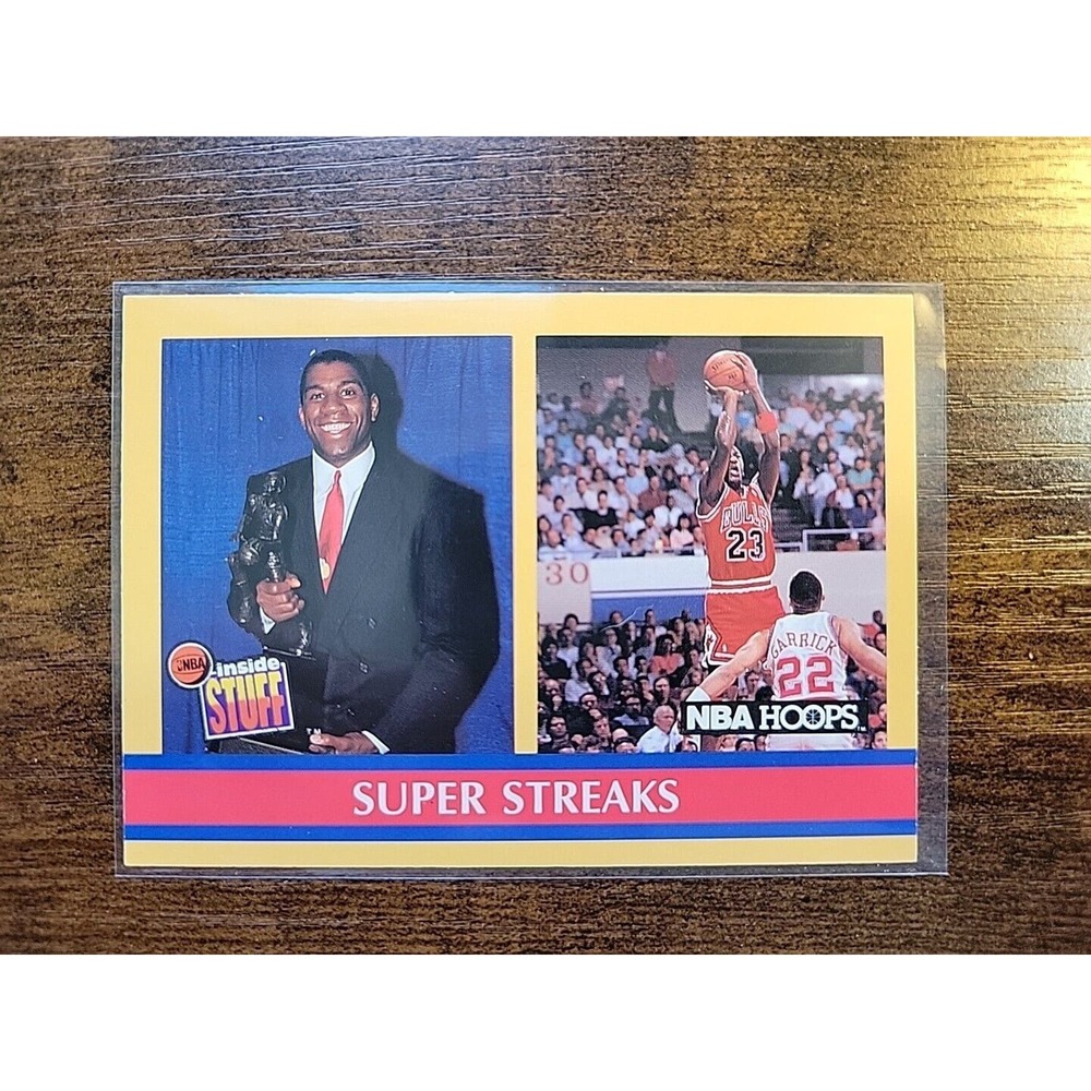Michael Jordan/Magic Johnson 1990-1991 NBA Hoops #385 - Super Streaks - NBA